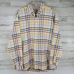 LARRO Men's SIZE XXL YELLOW Shirt Plaid Short Sleeve Button Down Heavy Cotton...